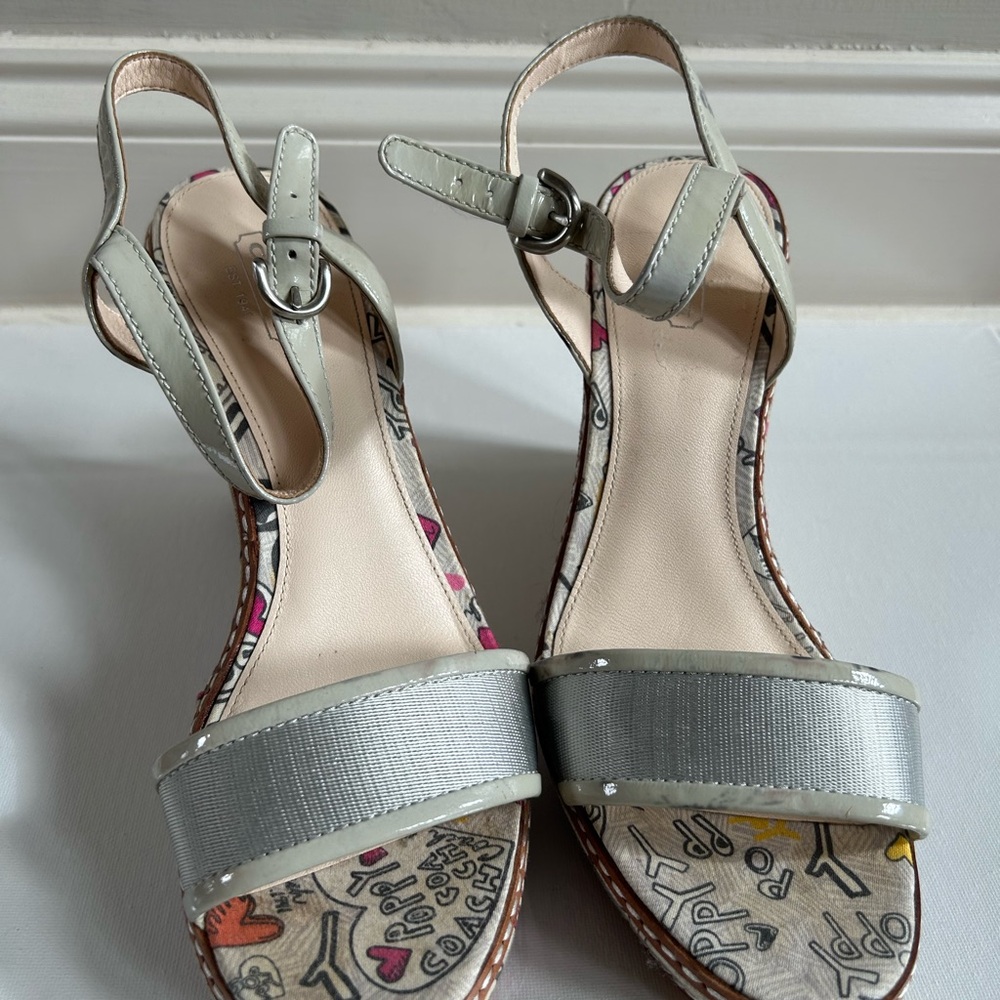 Coach Gray and Cream Sandals